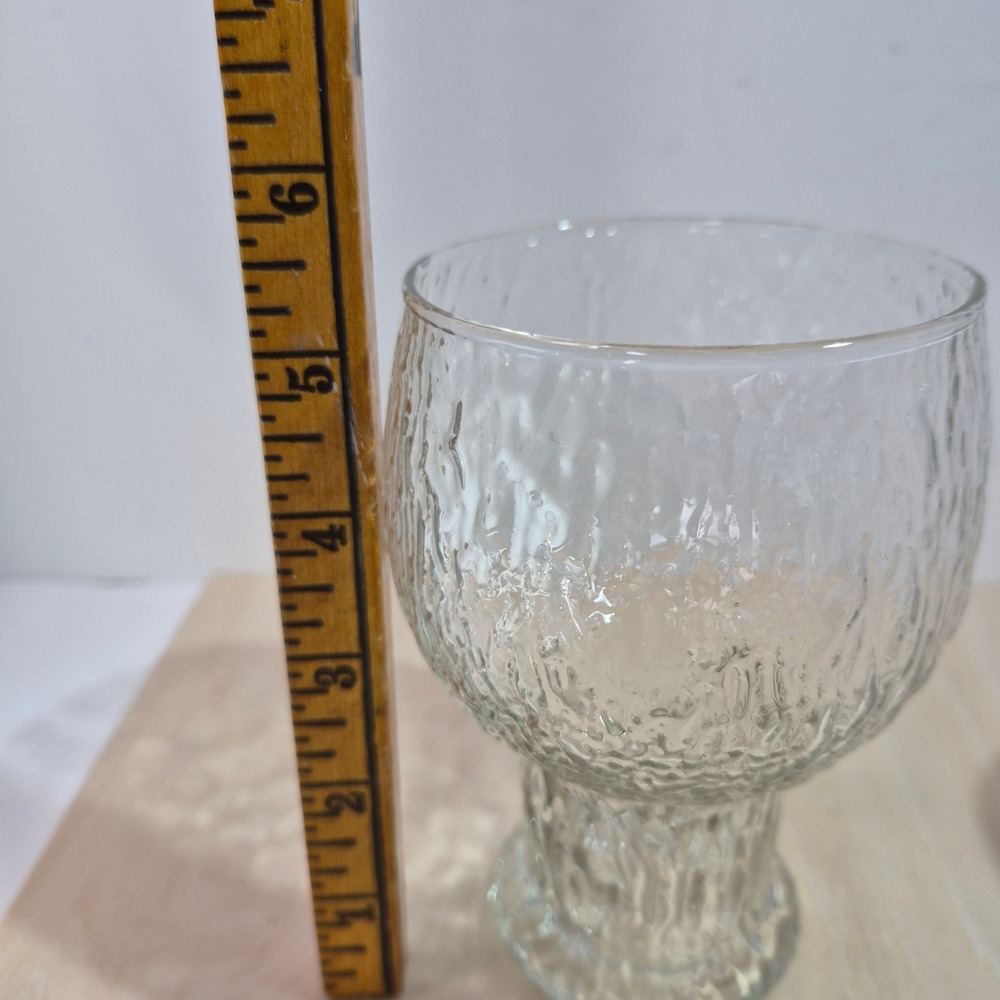 Set of 3 Textured Glass Goblets Vintage Barware Frosted Stemware - Picture 5 of 5